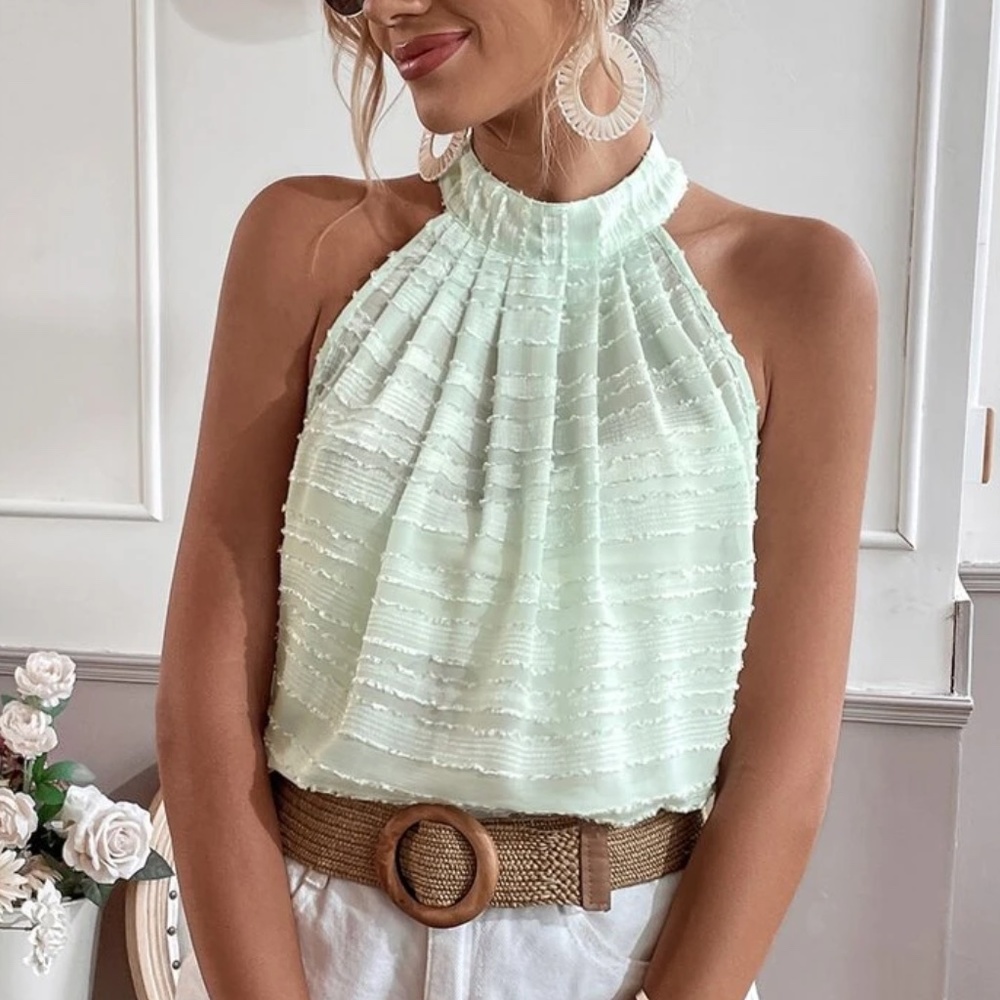 Boho Textured Minimalist Halter Top - Picture 9 of 13